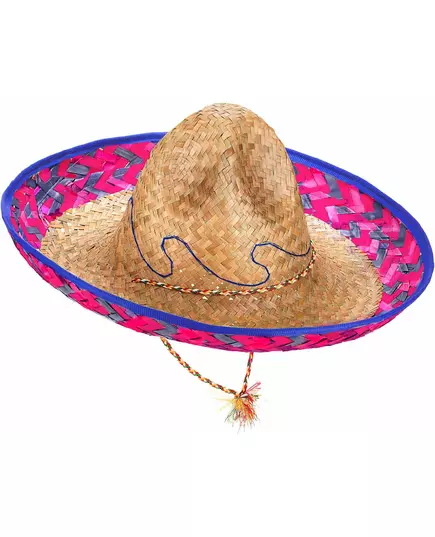 Mexické sombrero s růžovo-modrým lemem pro dospělé, image 2