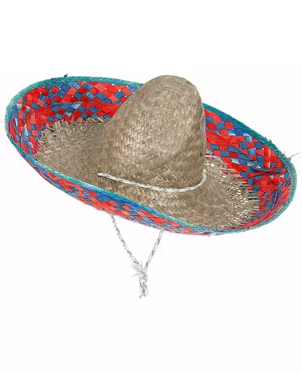 Mexické sombrero s červeným a modrým lemem pro dospělé, image 2