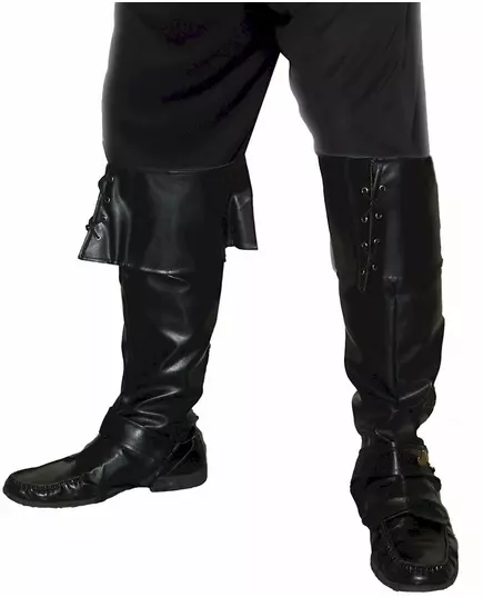 Černé návleky na boty z umělé kůže se šněrováním a páskem s cvočky pro dospělé, image 2
