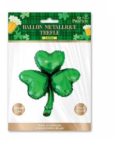 Metalický balónek ve tvaru čtyřlístku St. Patrick’s Day 40 cm, image 2