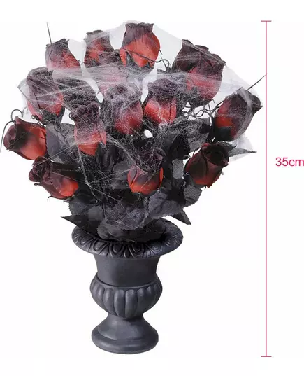 Kytice červených růží s pavučinou 35 cm Halloween, image 2