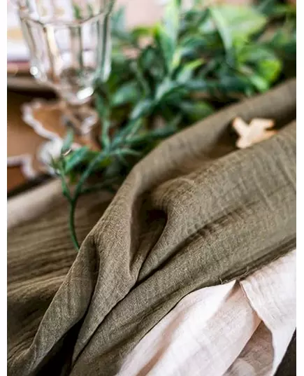 Bavlněný mušelínový běhoun na stůl khaki 30 cm x 3 m, image 2