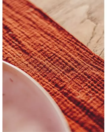 Burgundský terakotový mušelínový běhoun na stůl 30 cm x 3 m, image 2