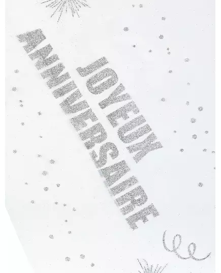 Organza běhoun na stůl Happy Birthday stříbrný 29cm x 5m, image 2