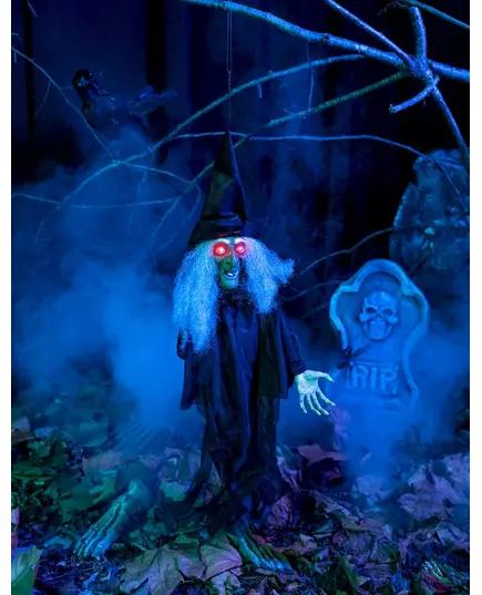 Animovaná svítící mluvící čarodějnice – halloweenská dekorace, image 2