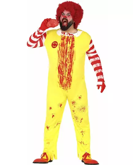 Červeno-žlutý zombie klaun kostým pro dospělé, image 2