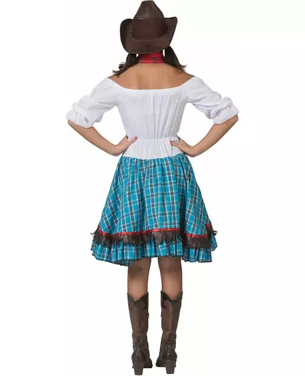Dámský modrý károvaný cowgirl kostým, Velikost: Medium/Large, image 2