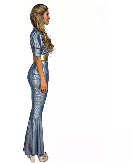 Dámský lesklý stříbrný disco kostým, image 2
