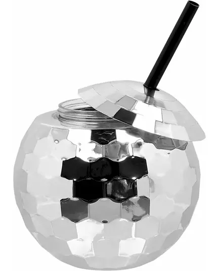 Stříbrný kelímek disco koule se brčkem 650 ml, image 2