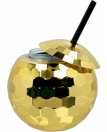 Zlatý kelímek disco koule se brčkem 650 ml, image 2