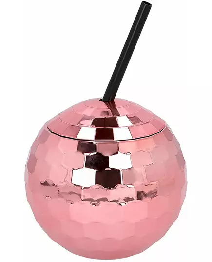 Růžový kelímek disco koule se brčkem 650ml, image 2