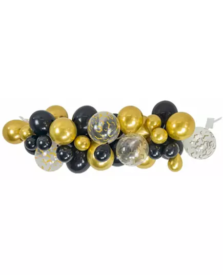 34 Halloween Balloon Arch Kit Black, Gold and Clear with Bats, image 2