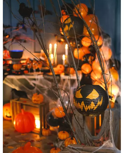 Papírový lampion strašidelná dýně 25cm, image 2