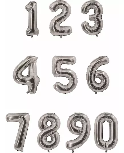 Fóliový balónek číslo stříbrný 85 cm, Velikost: 5, image 2