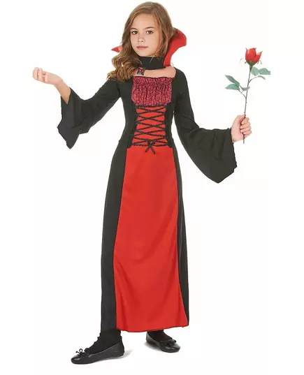 Dlouhý upírský kostým pro dívky Halloween, Velikost: 7-9 let (120-130 cm), image 2