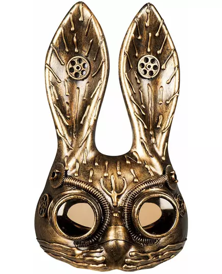 Steampunková zlatá králičí polomaska pro dospělé, image 2