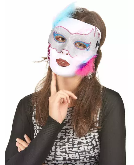 Lesklá bílá maska pro dospělé, image 2