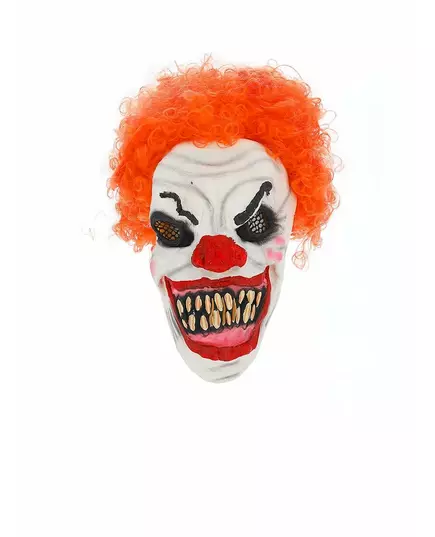 Děsivá klaunská maska pro dospělé na Halloween s červenými vlasy, image 2