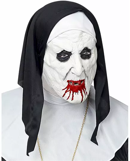 Polohlavová maska děsivé jeptišky s čelenkou pro dospělé, image 2