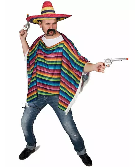Vícebarevné třásňové mexické pončo pro dospělé, image 2