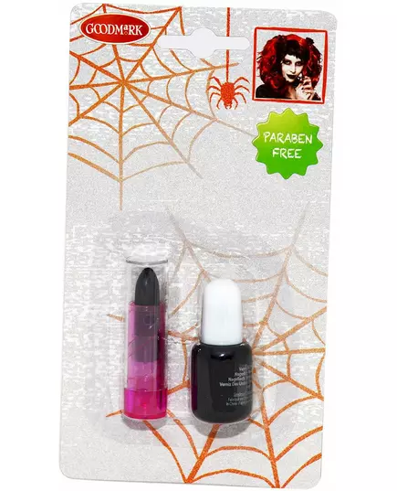 Černý lak na nehty a rtěnka pro dospělé Halloween, image 2