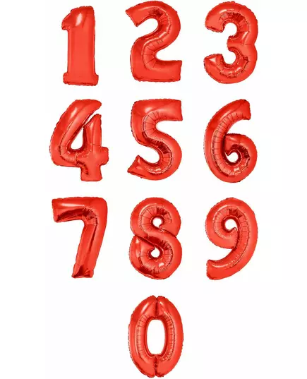 Červený fóliový číselný balónek 1 m, Velikost: 1, image 2