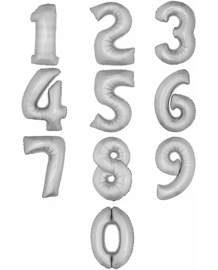 Stříbrný fóliový číselný balónek 1 m, Velikost: 2, image 2