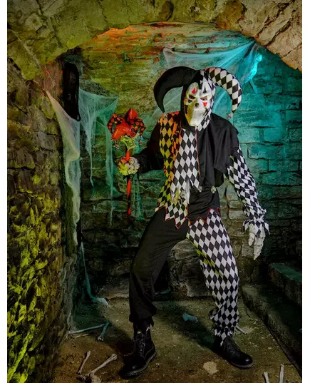 Pánský černý harlekýnský klaunský kostým Halloween, Velikost: Large, image 2