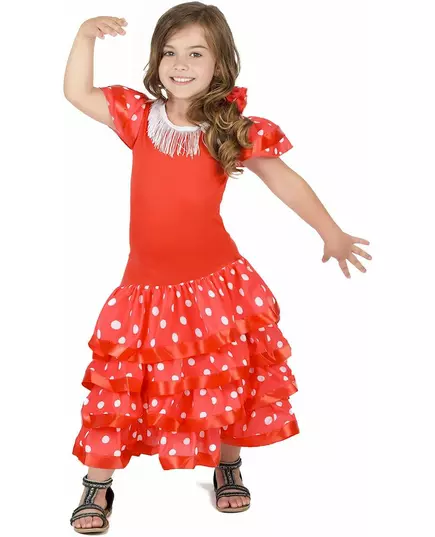 Kostým flamenco tanečnice s bílými puntíky (červený) pro dívky, Velikost: 7-9 let (120-130 cm), image 2