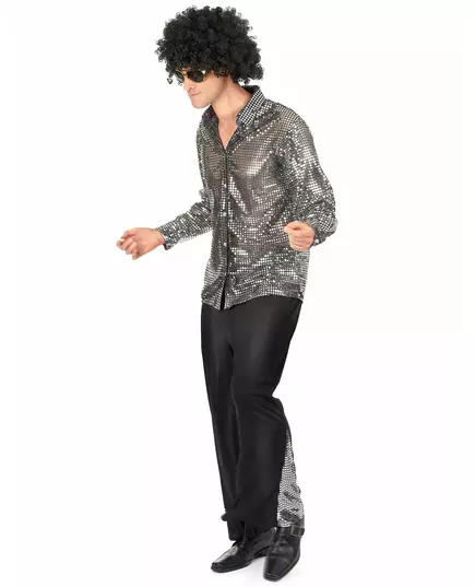 Stříbrný disco kostým pro muže, Velikost: Large, image 2