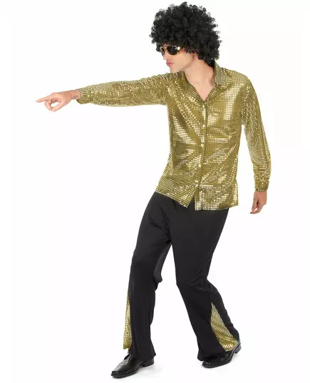 Zlatý flitrovaný disco kostým pro muže, Velikost: Small, image 2