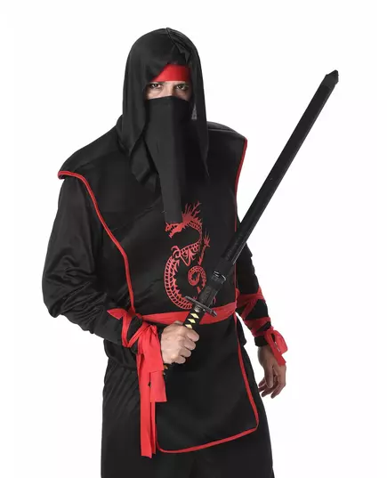 Černo-červený nindža kostým pro muže, Velikost: Large, image 2
