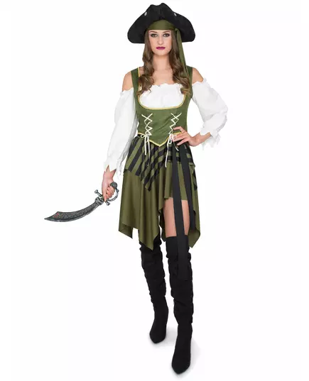 Zelený pirátský kostým buccaneer pro ženy, Velikost: X-Small, image 2