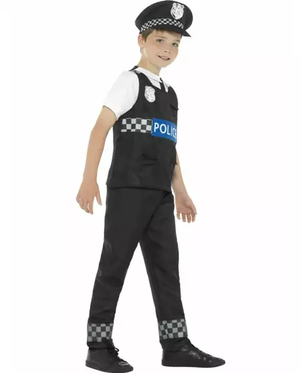 Černo-bílý policejní kostým pro chlapce, Velikost: 7-9 let (130/143 cm), image 2
