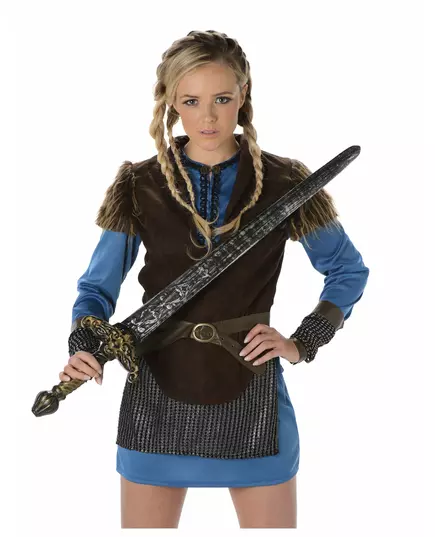 Modrý vikingský kostým pro ženy, Velikost: Medium, image 2