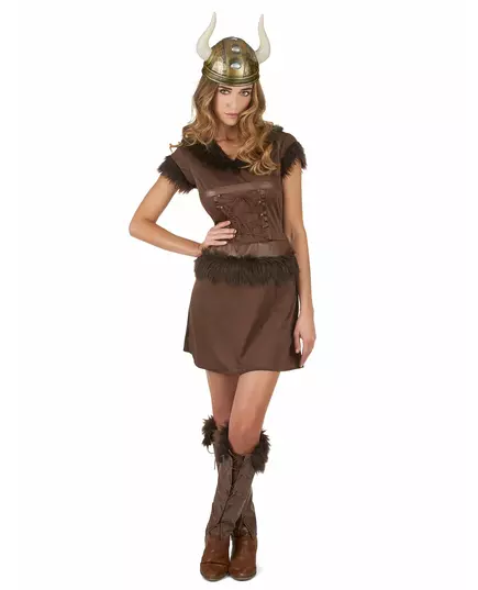 Sexy hnědý vikingský kostým pro ženy, Velikost: Large, image 2