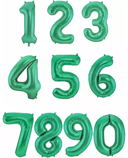 Metalický zelený fóliový číselný balónek 86 cm, Velikost: 9, image 2