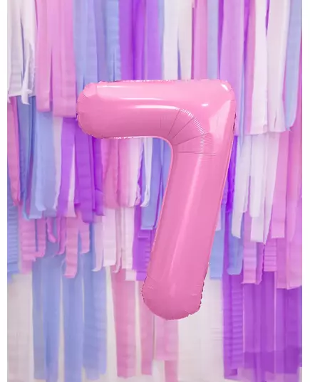 Obří pastelově růžový číselný balónek 86 cm, Velikost: 7, image 2