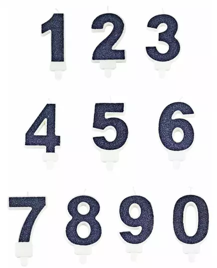 Svíčka s číslem v bobeši – navy třpytky 7,3 cm, Velikost: 3, image 2