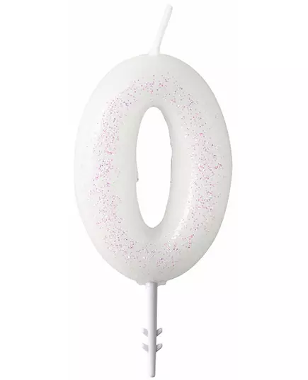 Bílá třpytivá číselná svíčka 6,5 cm, Velikost: 4, image 2
