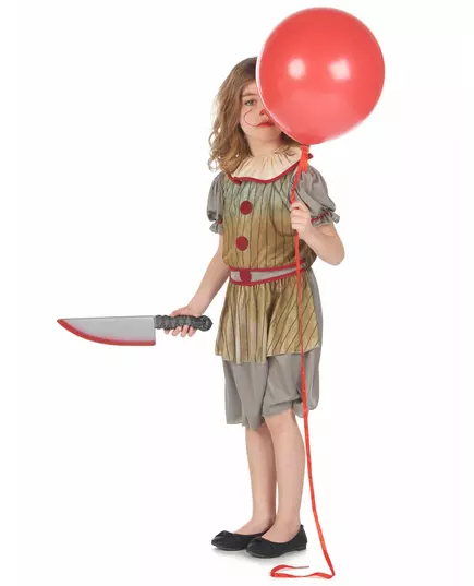 Děsivý šedý klaun kostým pro dívky, Velikost: 13-14 let (140-152 cm), image 2