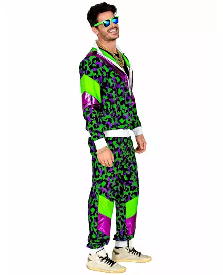Teplákový kostým s neonovým leopardím potiskem pro dospělé, Velikost: Medium, image 2