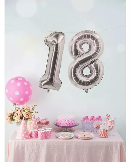Fóliový balónek číslo stříbrný 85 cm, Velikost: 6, image 3