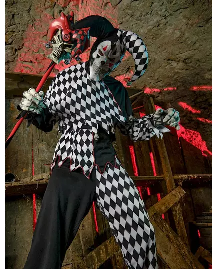 Pánský černý harlekýnský klaunský kostým Halloween, Velikost: Large, image 3