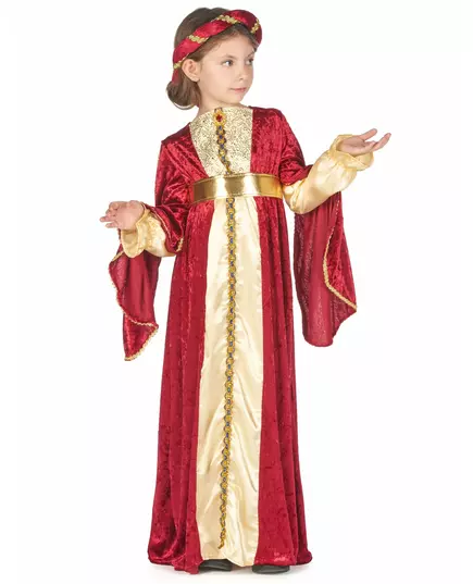 Středověký kostým královny pro dívku, Velikost: 7-9 let (120-130 cm), image 3