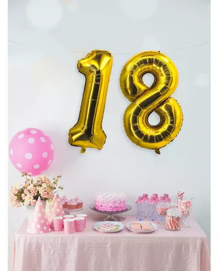 Zlatý fóliový balónek číslo 85 cm, Velikost: 7, image 3