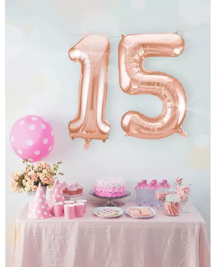 Fóliový číselný balónek rose gold 85 cm, Velikost: 1, image 3
