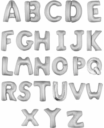 Stříbrný fóliový písmenový balónek 1 m, Velikost: W, image 3