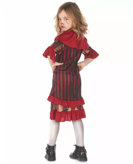 Červený děsivý klaun kostým pro dívky, Velikost: 7-9 let (120-130 cm), image 3