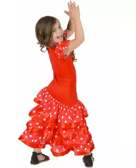 Kostým flamenco tanečnice s bílými puntíky (červený) pro dívky, Velikost: 4-6 let (110-120 cm), image 3